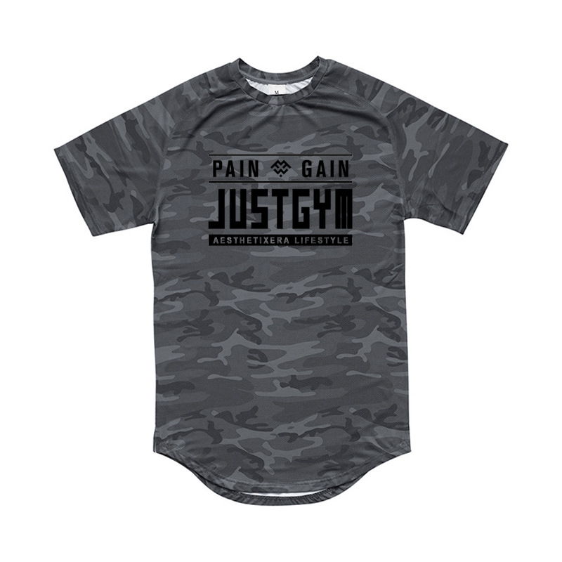 Sportliches, lässiges, schnelltrocknendes, kurzärmliges Slim-Fit-T-Shirt für Herren mit Camouflage-Muster_voghion.com