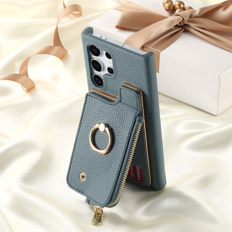 Attiecas uz Samsung s24ultra Dragon Year Lichee Pattern Oil Edge Card Bag mobilā tālruņa futrālis A55 uz augšu un uz leju Flip A15 aizsargmaciņš_voghion.com