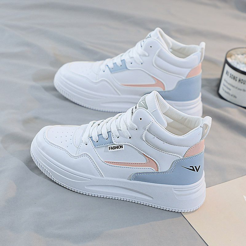 High top white women's 2024 new versatile spring and autumn casual sports ins student shoes Q1621_voghion.com