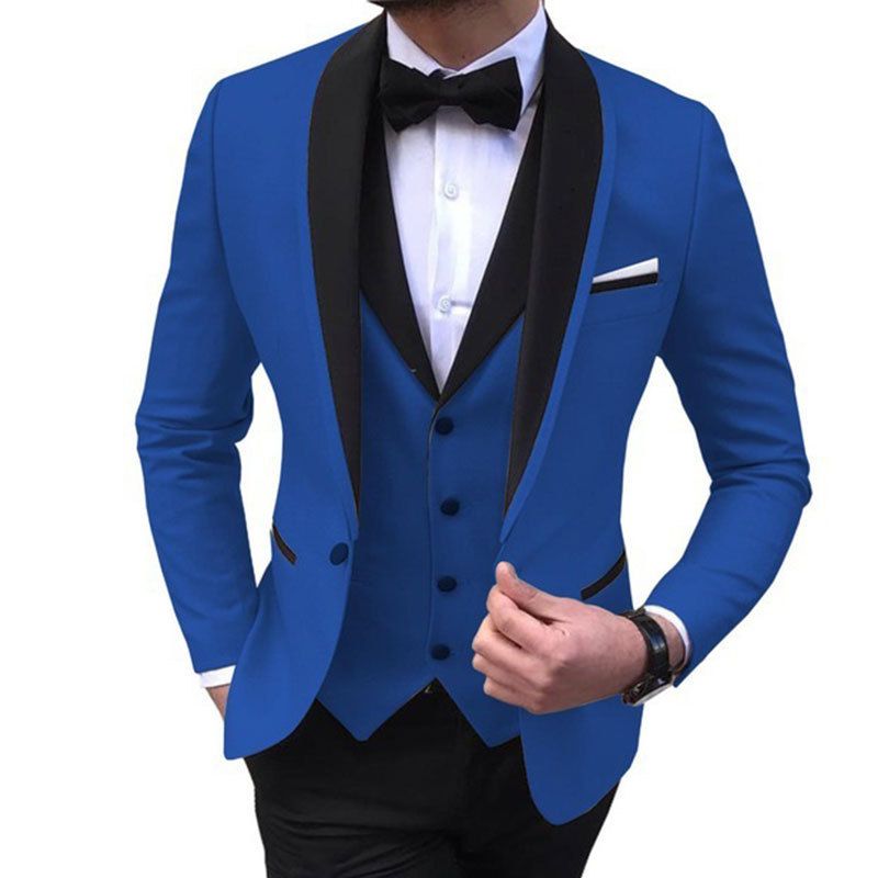 Férfi ruházat Nagy méretű férfi öltöny Slim Fit dupla villás vőlegényi ruha 3 részes öltöny Formális hétköznapi egyszínű_voghion.com