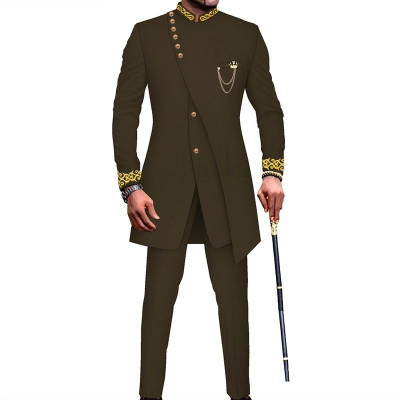 ForMen Dropshipping African Slim Fit Zweiteiliges Set Retro Mittellanger Herrenanzug Grenzüberschreitend_voghion.com
