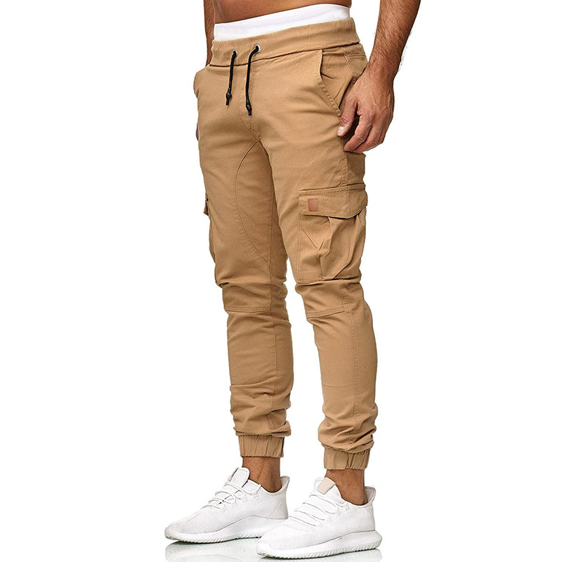 2023 Autumn New Elastic Waist Pockets Drawstring Pencil Pants Man Fashion Jogging Cargo Pants Running Trousers Brand Clothing_voghion.com