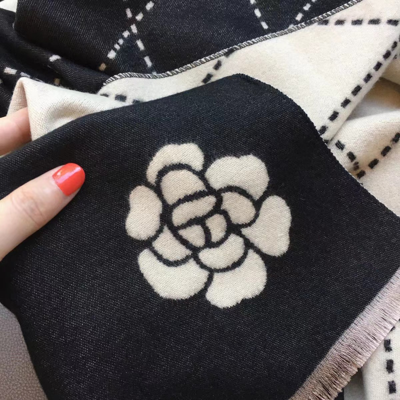 Designer Style Autumn And Winter Imitation Cashmere Scarf, Peony Flower Style, New Warm Shawl, Scarf, Camellia Dual Purpose Printed Scarf_voghion.com