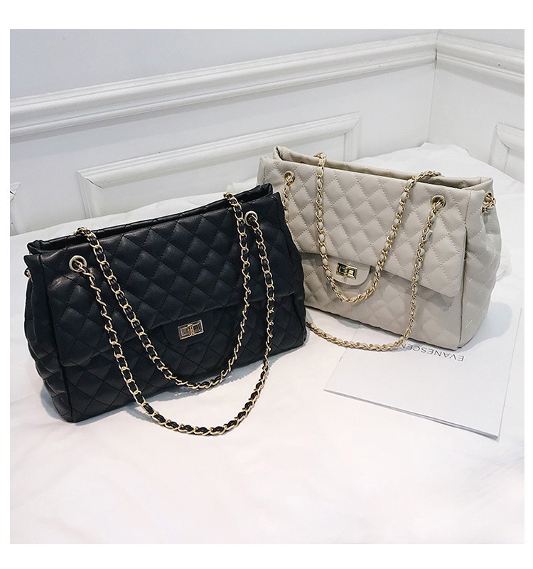 Big Bag Women's 2023 New Trendy Lingge Chain Bag Korean Version One Shoulder Crossbody Bag Fashion Embroidery Handbag_voghion.com