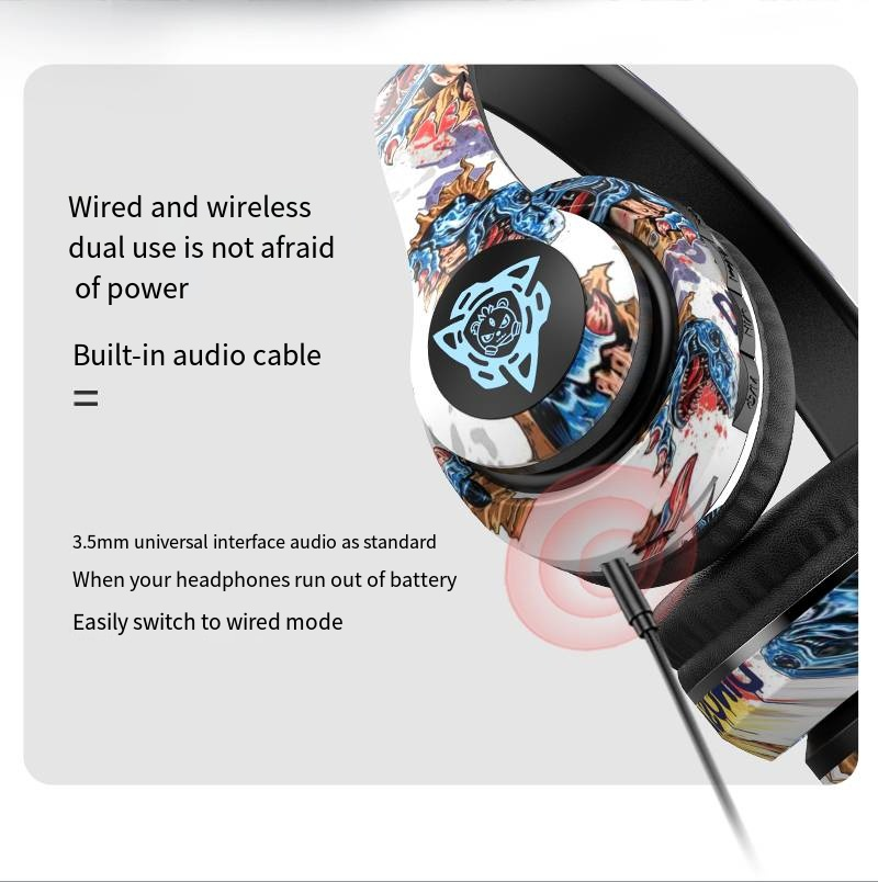 P35 Top Selling Headset Bluetooth Headset Wireless Headset China-Chic Graffiti New Luminous Stereo Music Sports Headset_voghion.com