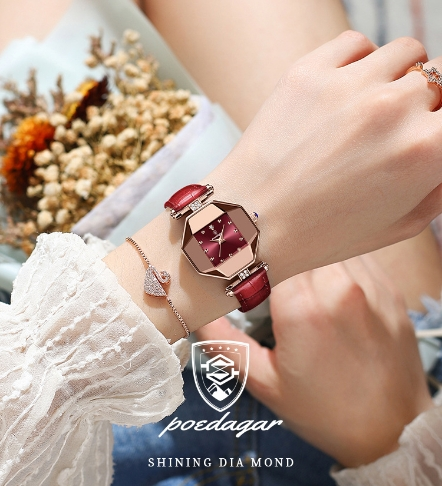 OLEVS Women's Luxury Polygon Pointer Quartz Watch Retro Dial Cutting Watch Waterproof Fashion Analog PU Leather Wrist Watch_voghion.com
