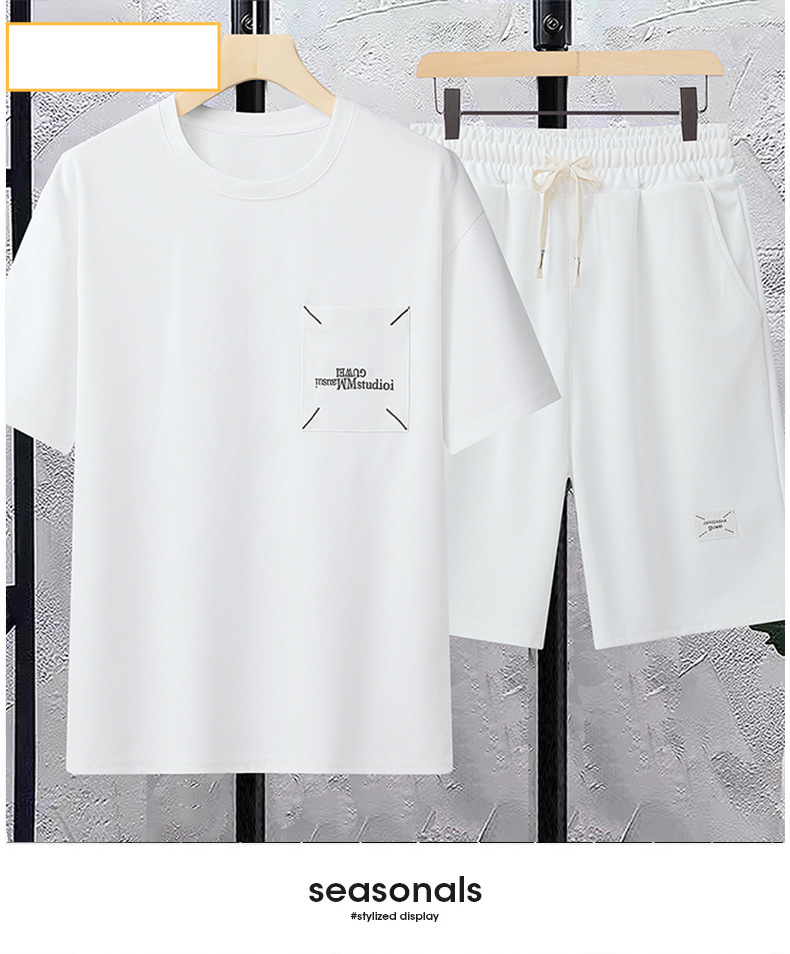 Men's Clothing Summer men's suit loose large size T shirt style casual sports short sleeved shorts a complete set of running sports trend_voghion.com