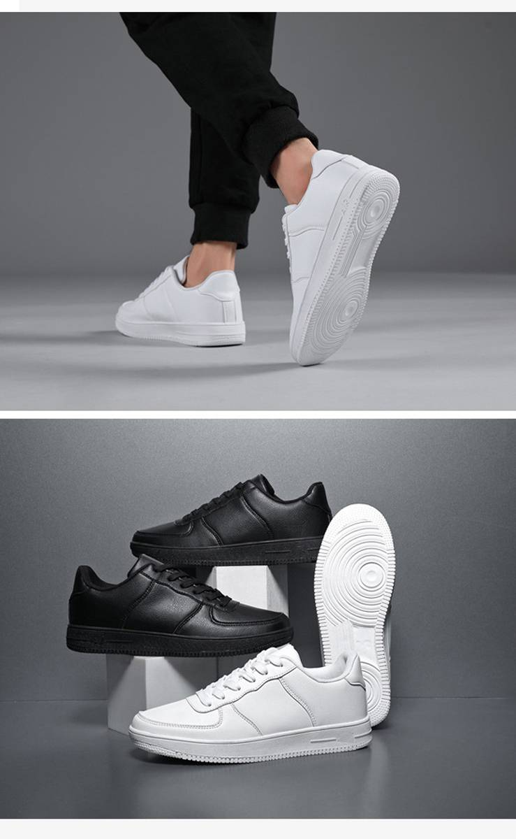 Chaussures de sport décontractées et respirantes pour hommes, baskets simples de couleur unie pour couple, tige en PU souple à la mode, semelle épaisse en caoutchouc antidérapant, taille 36-48_voghion.com