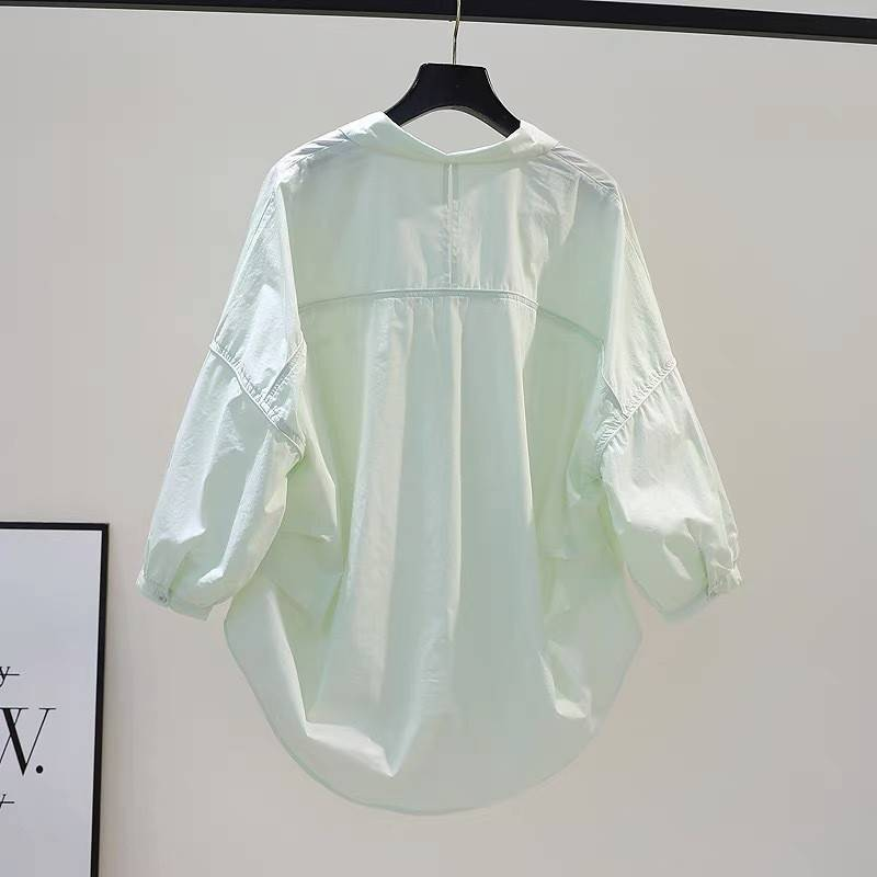Damenbekleidung Lange Ärmel Kleines, frisches Design Nähte und Säume Lockeres Hemd im Art-Stil für Damen_voghion.com