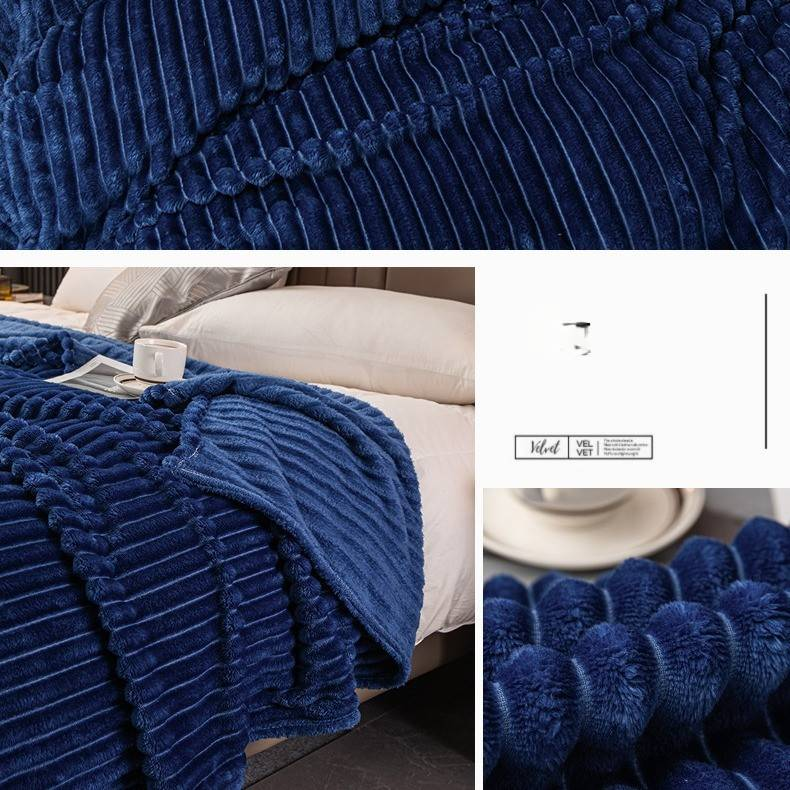 Blanket Milky Velvet Thickened Flannel Blanket Strip Coral Velvet Cover Blanket_voghion.com