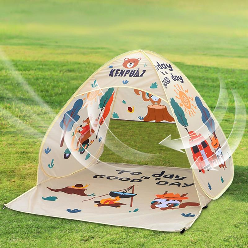 Tenda da spiaggia a scomparsa istantanea UPF 50+, riparo solare portatile per campeggio all'aperto, installazione automatica, antivento, leggera, include borsa per il trasporto e picchetti per sabbia._voghion.com