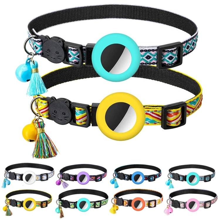 Pet Colored Bell Tassel Collar For Airtag Tracker_voghion.com
