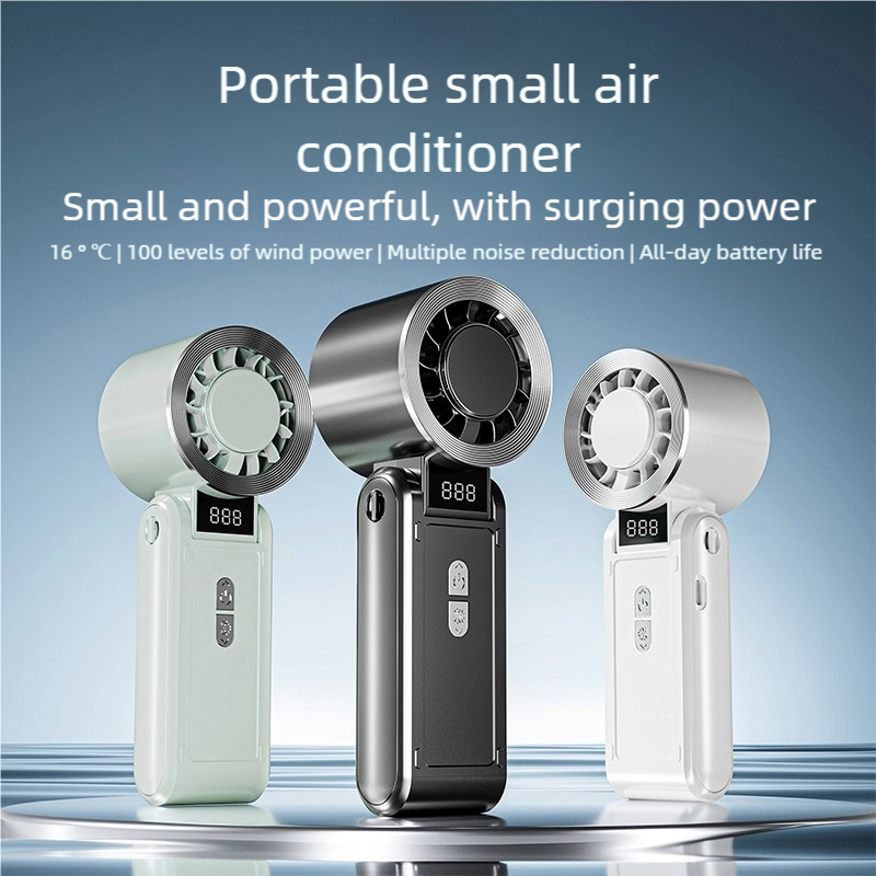 3600mAh Ice Pack Fan Foldable Semiconductor Refrigeration High Speed Turbofan Infinitely Variable Speed Handheld Electric Fan_voghion.com