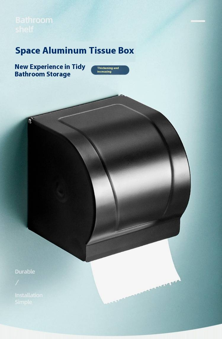 Aluminum Toilet Paper Holder – Wall-Mounted, No-Drill Bathroom Tissue Dispenser (Oval, Black, Oxidized Finish, Rustproof)_voghion.com