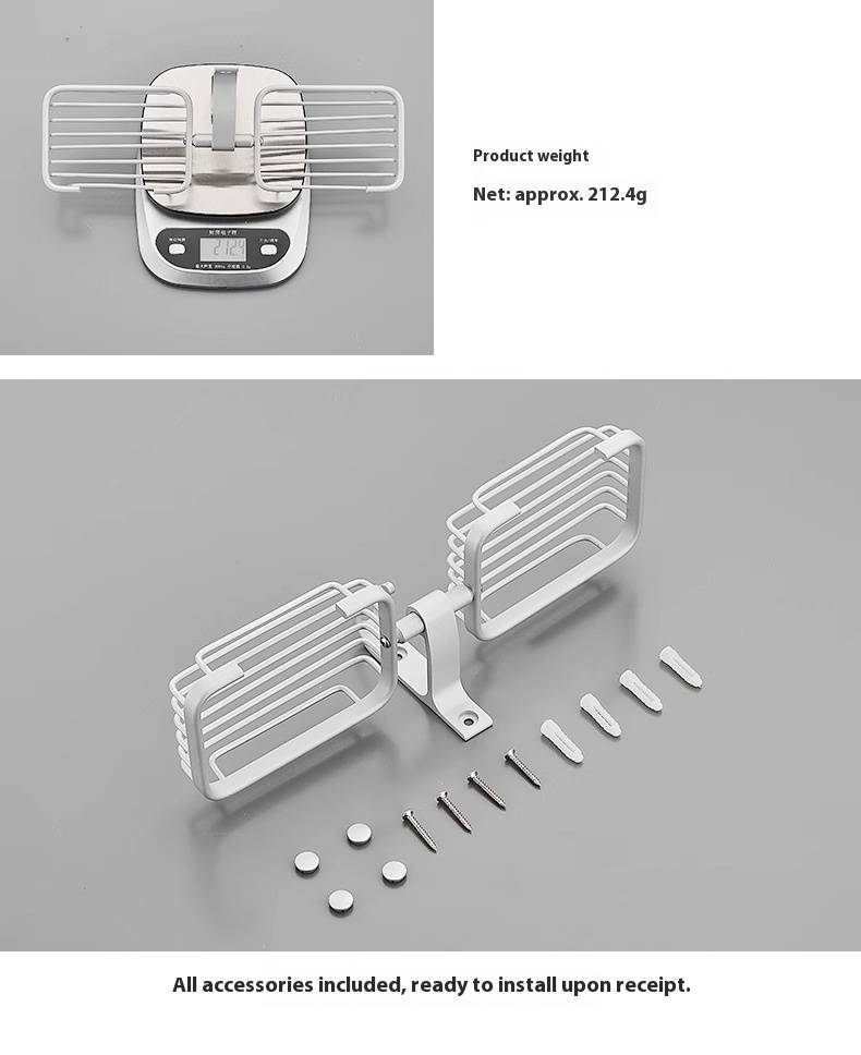 Jabonera de aluminio inoxidable: organizador de baño de pared sin taladros y con orificios de drenaje (plata elegante, opciones individual, doble y triple)_voghion.com