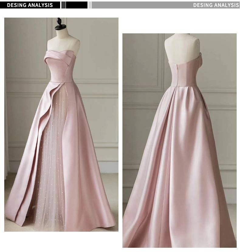 Elegante roze strapless avondjurk voor banketten, bruiloften, feesten en formele evenementen - A-lijn prinsessenjurk met sweetheart-halslijn_voghion.com