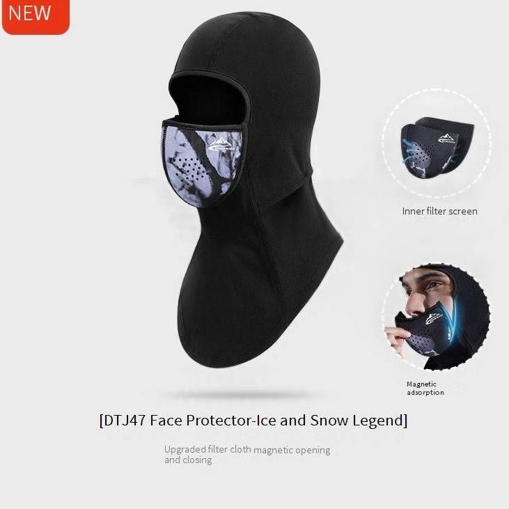 Passamontagna magnetico da sci per uomo e donna - Maschera invernale antivento con fodera in pile per sport all'aria aperta, ciclismo e protezione dal freddo_voghion.com
