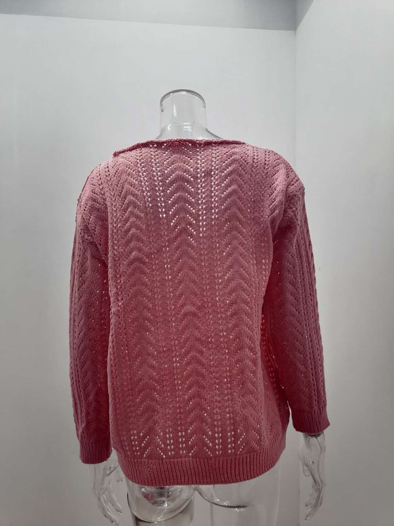 Cardigan maglione da donna per maglione da donna con scollo a V cavo in tinta unita_voghion.com