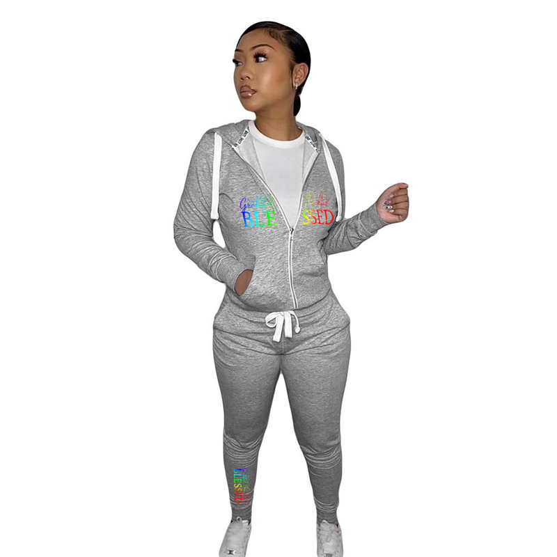 Women's personalized printed casual fashion hoodie two-piece set_voghion.com