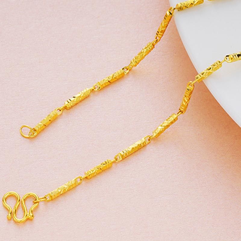 Long Chain Necklaces for Men Women Gold Plated Bamboo Beaded Chain Collar Choker Trendy Jewelry Accessories Gifts_voghion.com