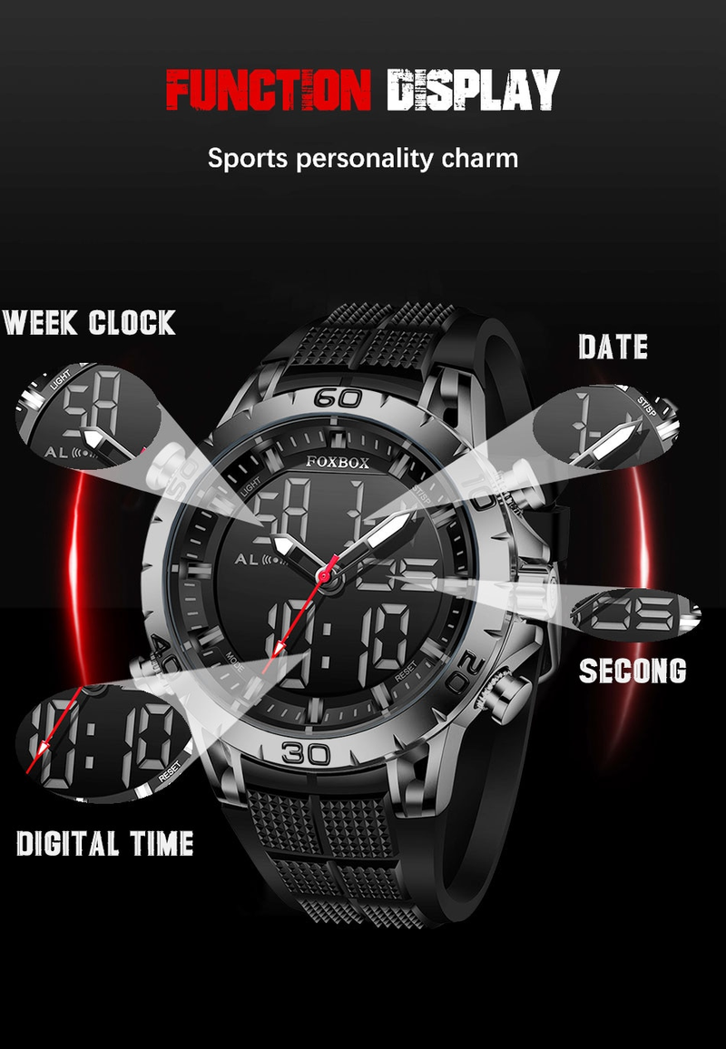 Orologi da uomo Orologio da polso da uomo d'affari luminoso con doppio display Orologio da uomo al quarzo sportivo con cinturino in silicone autentico_voghion.com