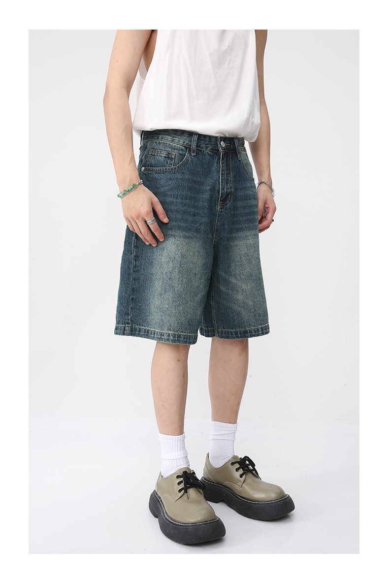 MTLCLOTHES Männerbekleedung|Männer Retro loose distressed Denim Shorts fënnef Punkt Hosen_voghion.com