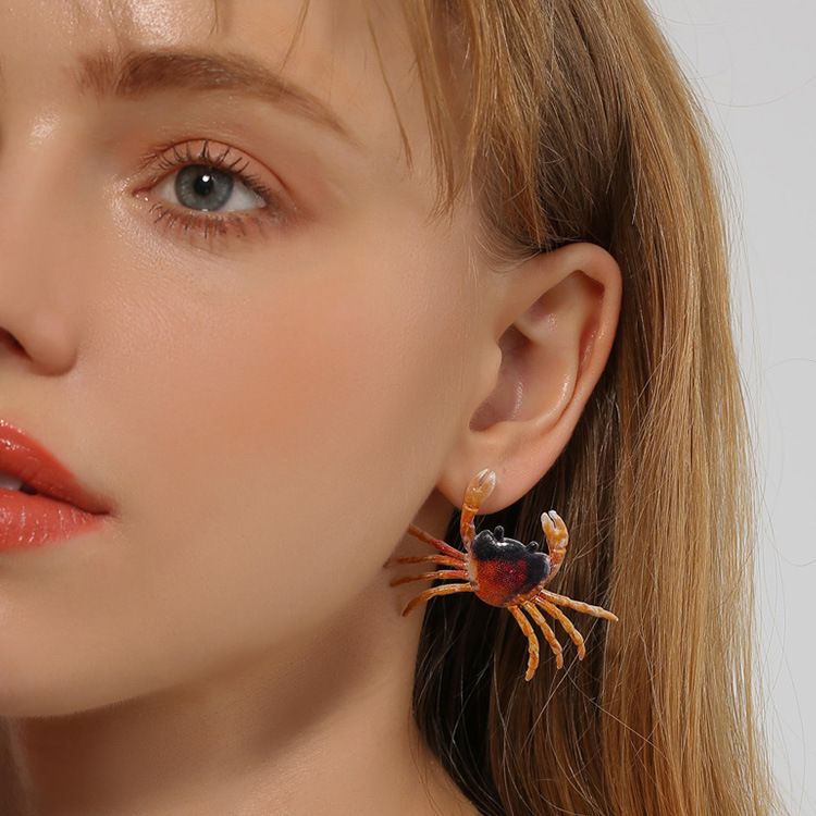 Set di collane con granchio dalla personalità esagerata e graziosi orecchini a forma di animale per le donne_voghion.com