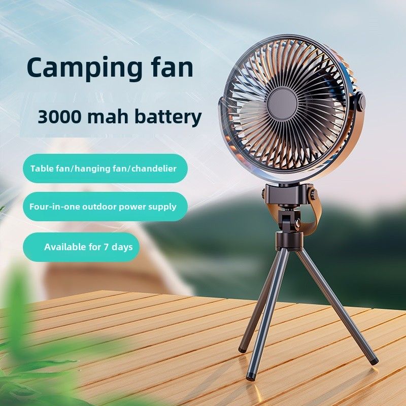 Outdoor Tripod Portable Camping Small Ceiling Fan Usb Charging Long Battery Life Portable Two-in-one Lighting Fan_voghion.com