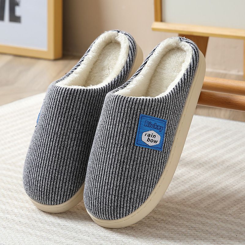 Cotone da donna in autunno inverno, coppie in casa in isolamento, calde e antiscivolo, peluche per la casa, pantofole di cotone per_voghion.com