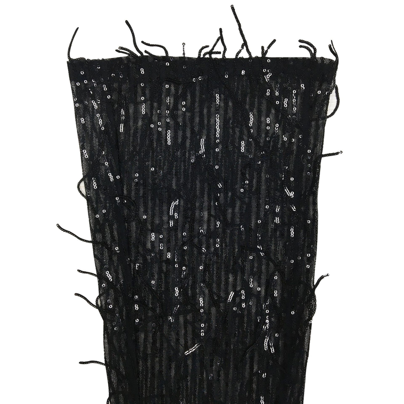 Women's sequined tassel mesh transparent sleeveless trousers jumpsuit_voghion.com