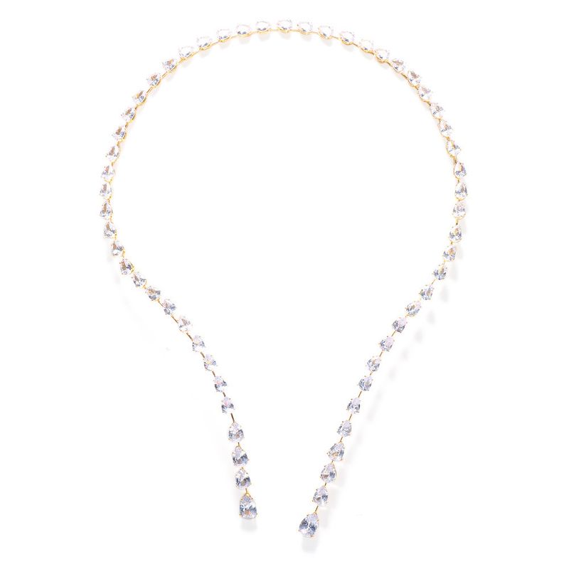 Neue heiße Zirkon Halskette Vielseitige Mode Wassertropfen Offener Kragen Sexy Schlüsselbein Kette Halskette06_voghion.com