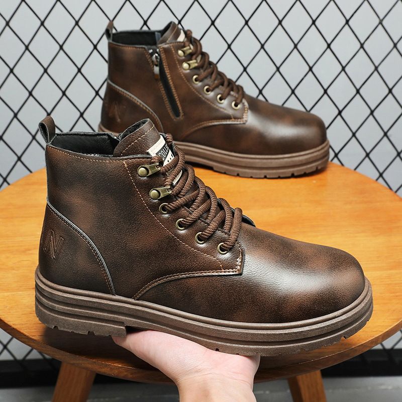 Nouvelles bottes courtes de travail britanniques polyvalentes rétro pour hommes, tendance décontractée d'automne et d'hiver, bottes Martin_voghion.com