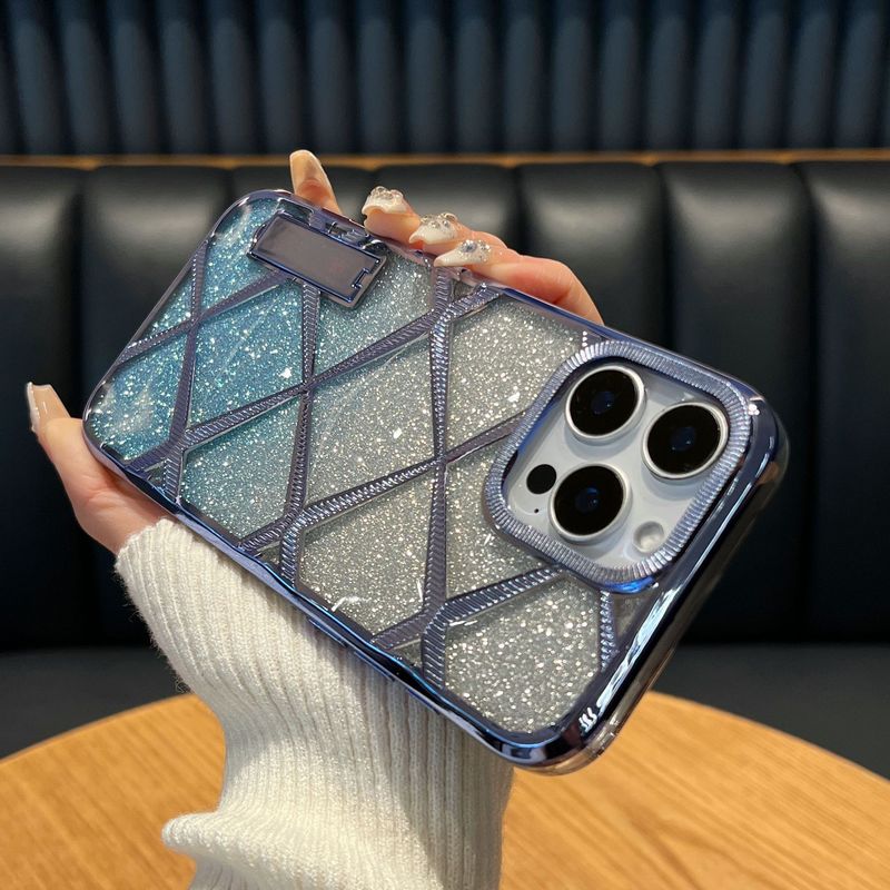 Phone Case & Covers Applicable To Mobile Phone Case Invisible Bracket Gradient Glitter Diamond Pattern IPhone15 Light Luxury_voghion.com