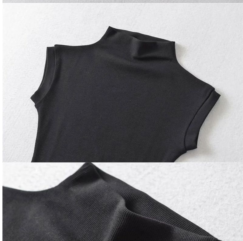 Maglietta a maniche corte con collo alto e tinta unita, stile Pure Desire, per l'estate da donna, nuova e sexy, aderente e con cintura in vita_voghion.com