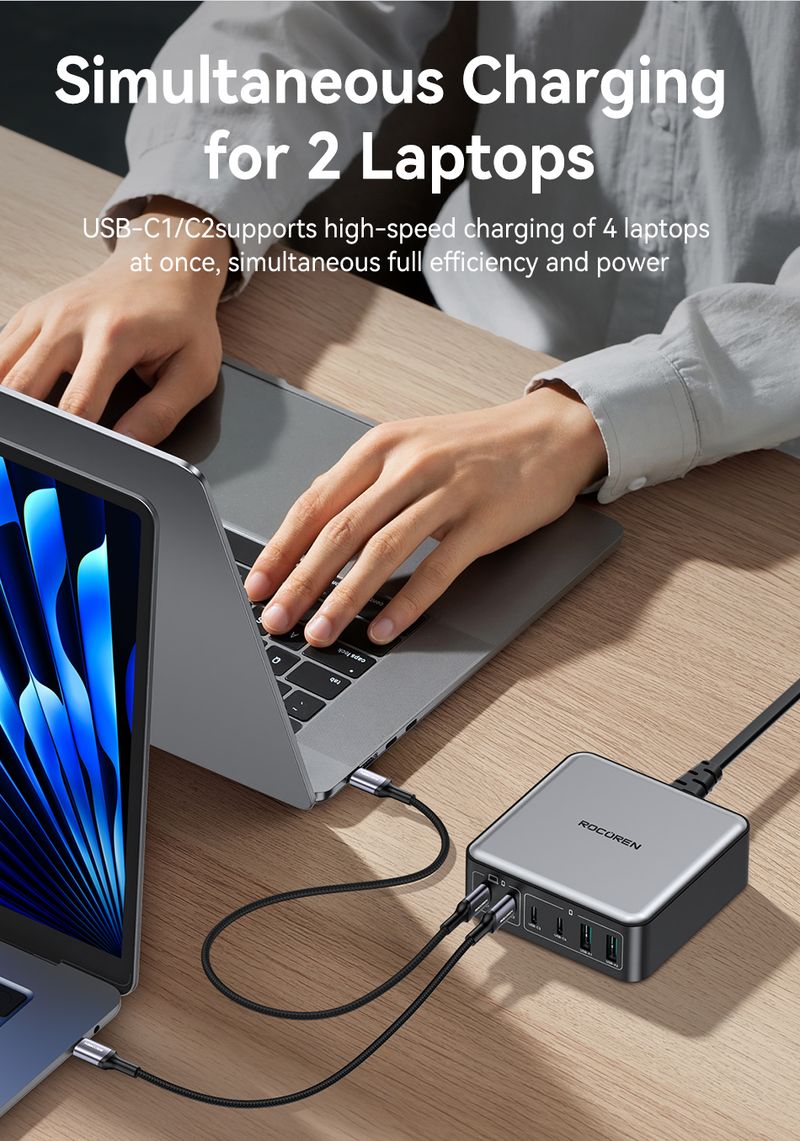 200W GaN PD Fast Charging USB Type C Charger 270W 6 In 1 USBC Power Station For IPhone 16 15 Pro Max Xiaomi 14_voghion.com