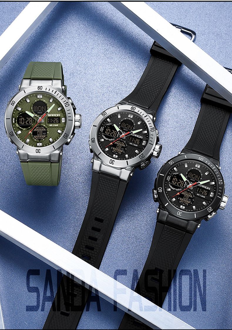 Men's And Women's Sport Digital Watch With Analog Display, Waterproof, Luminous, Multi-Function For Outdoor Activities, Students, And Daily Wear_voghion.com