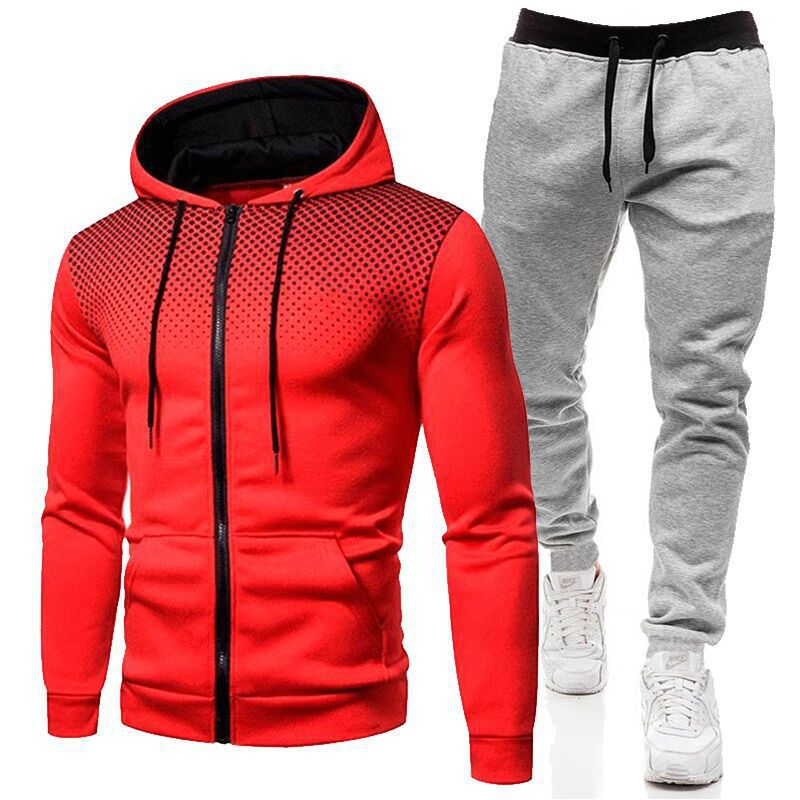 2024 Efterår og vinter Nye ensfarvede fleece sweaterbukser til mænd Casual lynlås sportshat sæt_voghion.com