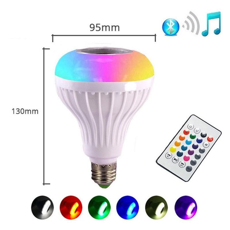Altoparlante Bluetooth wireless LED E27 Lampadina musicale RGB Smart Lam con luce per camera da letto domestica con telecomando_voghion.com