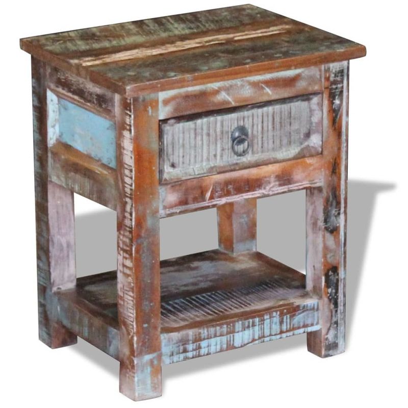Side Table with 1 Drawer Solid Reclaimed Wood 17"x13"x20"_voghion.com