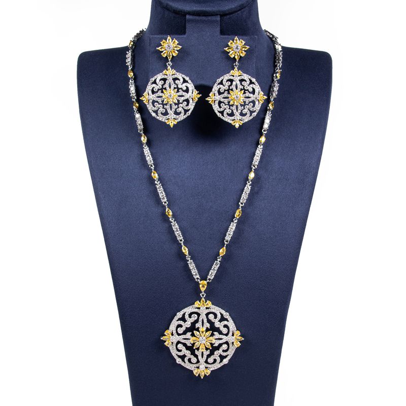 Jewelry bride earring jewelry two-piece set zircon necklace collarbone chain_voghion.com
