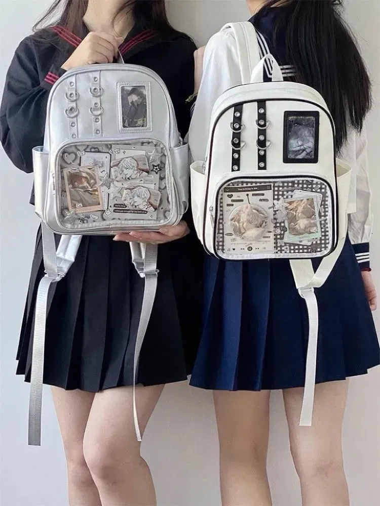 Zaino mini carino Y2K da donna, borsa kawaii Ita, zaino trasparente per ragazze dolci, zaino fai da te con display, stile Lolita Preppy_voghion.com