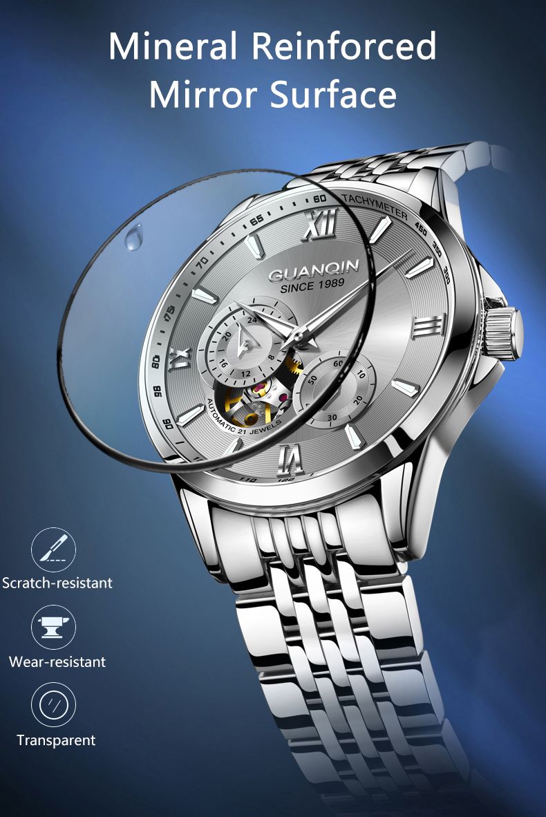 GUANQIN Watches For Man Automatic Movement Small Second Subdial Sports Edition 30M Water Resistance Luminous Men's Wrist Watches_voghion.com