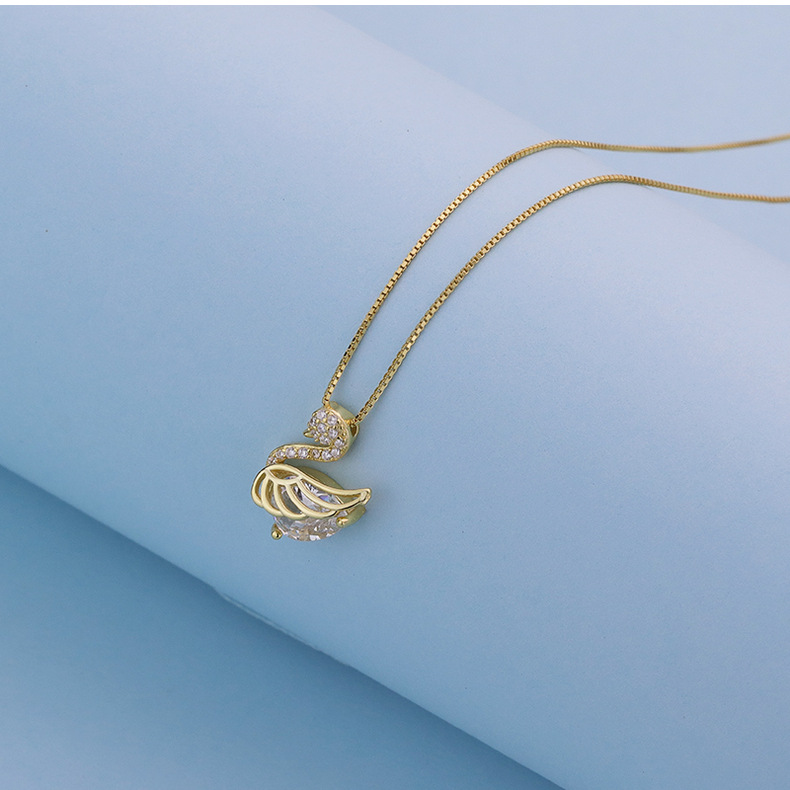 S925 sterling zilveren ketting dames veelzijdige Koreaanse editie kleine zwaan hanglamp luxe en uniek design kettingdecoratie_voghion.com