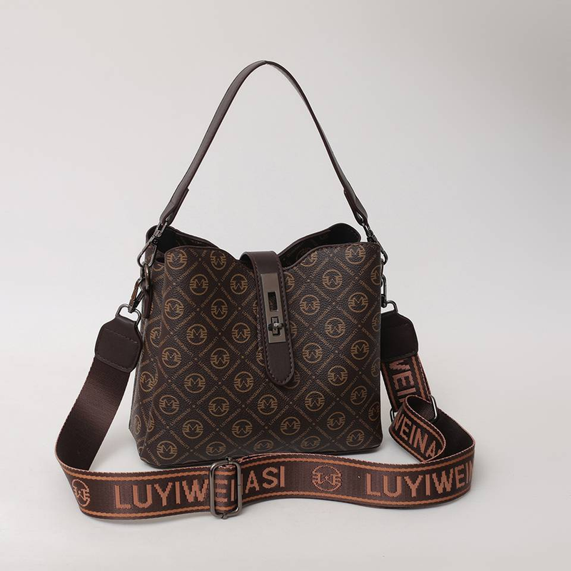 Bolso tipo cubo para mujer nuevo 2024, bolso de hombro con estampado vintage, bolso bandolera con correa ancha_voghion.com