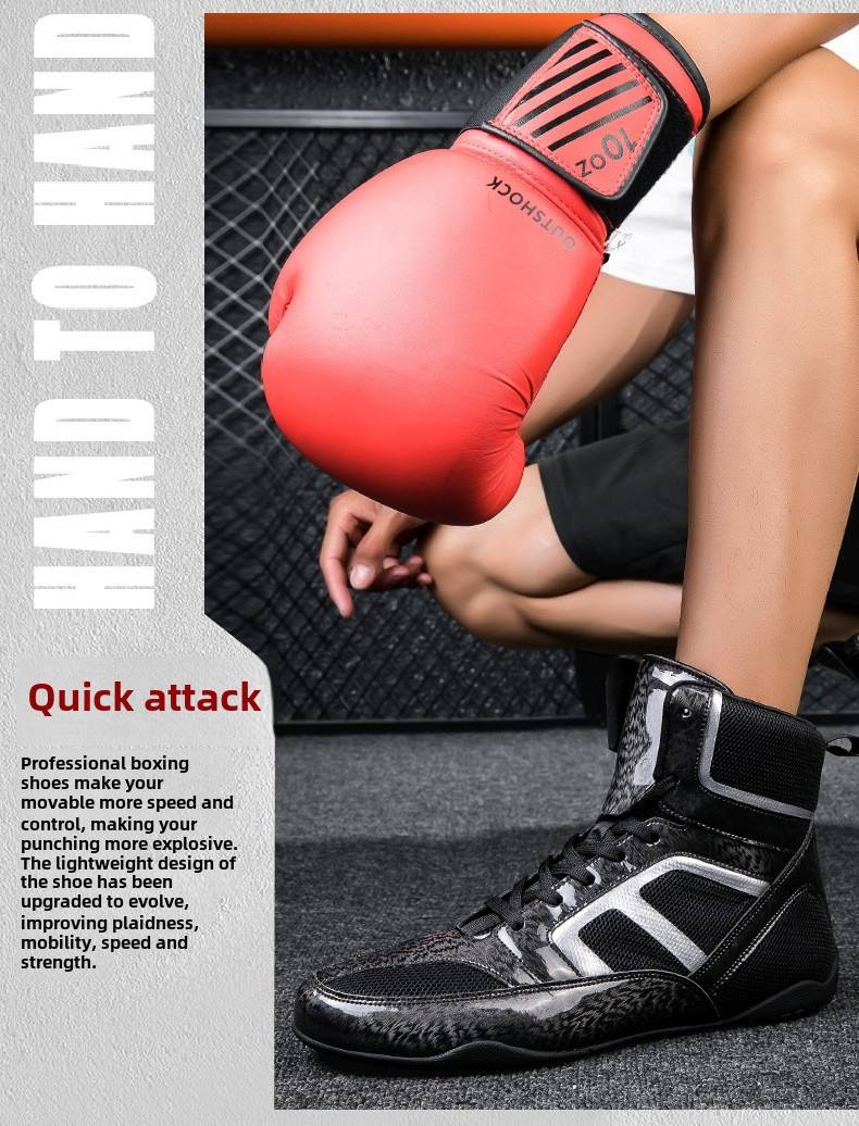 Zapatos de boxeo antideslizantes y anticaídas para hombres y mujeres de gran tamaño, zapatos de lucha para entrenamiento de lucha, zapatos de lucha Sanda ligeros, resistentes al desgaste y antideslizantes._voghion.com