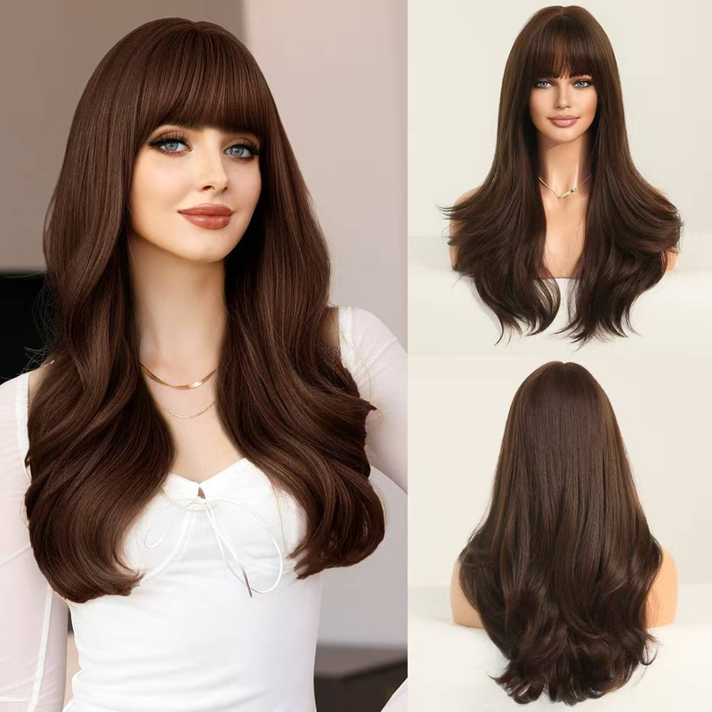 Ladies Long Curly Hair Blond Chemical Fiber Wig_voghion.com
