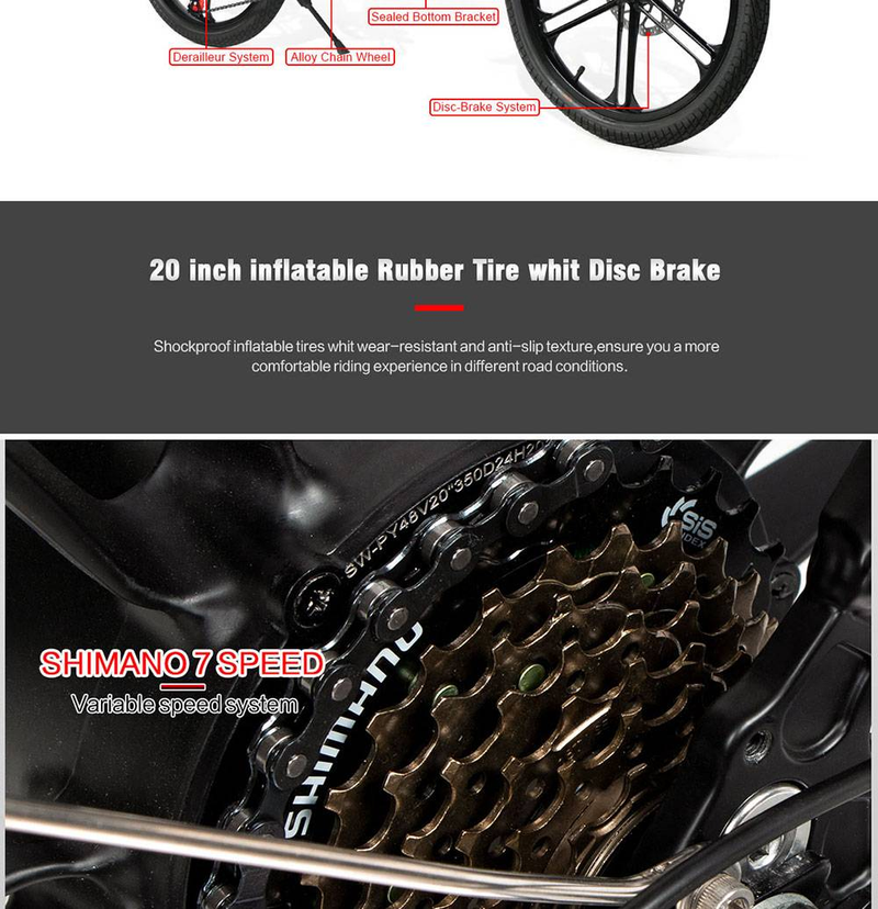 SAMEBIKE 20LVXD30-II Elcykel 20" Sammenklappelig El-knallertcykel 350W Motor 48V 10Ah batteri_voghion.com
