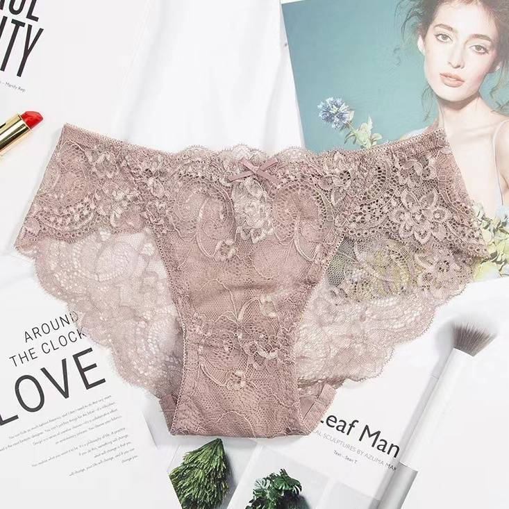Calcinha íntima feminina sexy de renda, cintura média, respirável, sem costura, levantamento do quadril, 100% algodão, virilha, calcinhas femininas_voghion.com