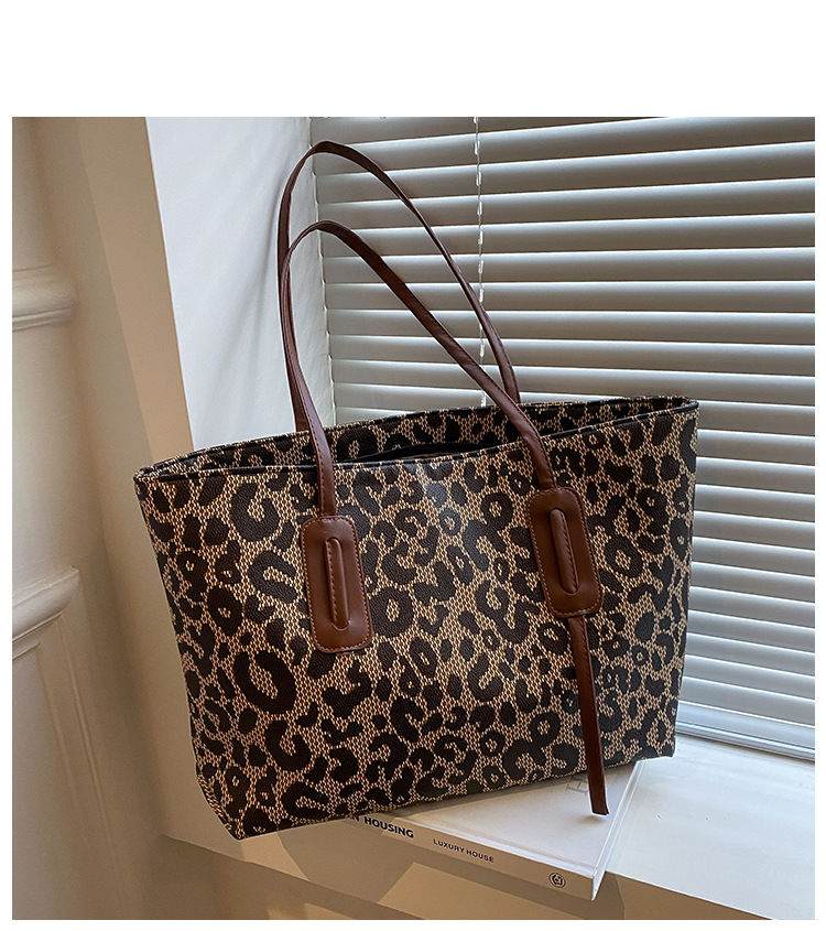Borsa da donna di alta qualità, grande capacità, con stampa leopardata, borsa a mano grande retrò, borsa da ascella per donna_voghion.com