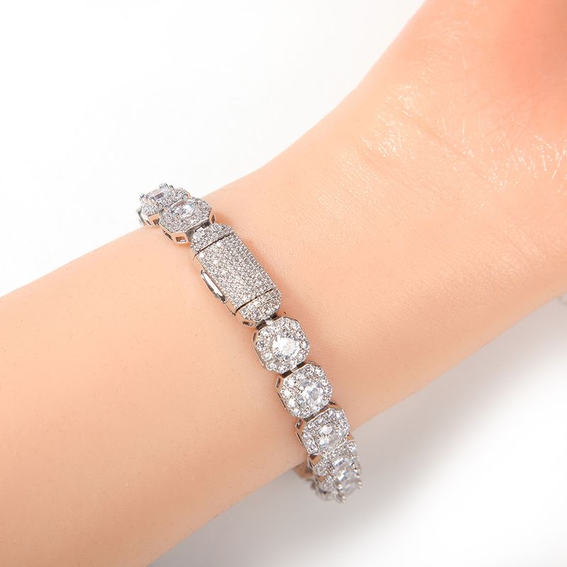 Bracciale Hip Hop con zirconi cubici da 9 mm, gioielli da uomo e da donna, catena quadrata, unisex, pezzo di tendenza per abbigliamento casual_voghion.com